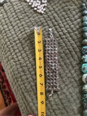 Lucky Brand Multicolored Stone Wide Link Bracelet - Silver Tone